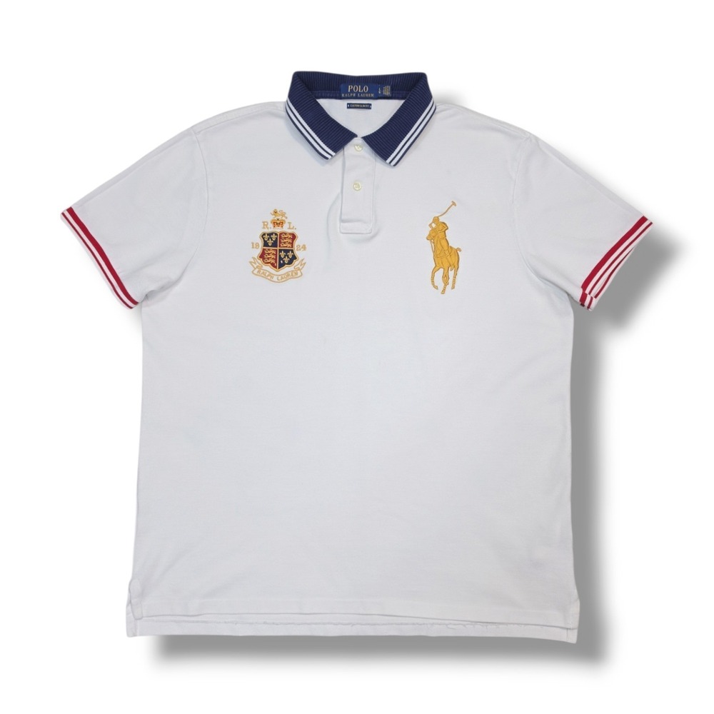 Polo Ralph Lauren Custom Slim Fit Big Pony Crest White Polo Shirt Size M